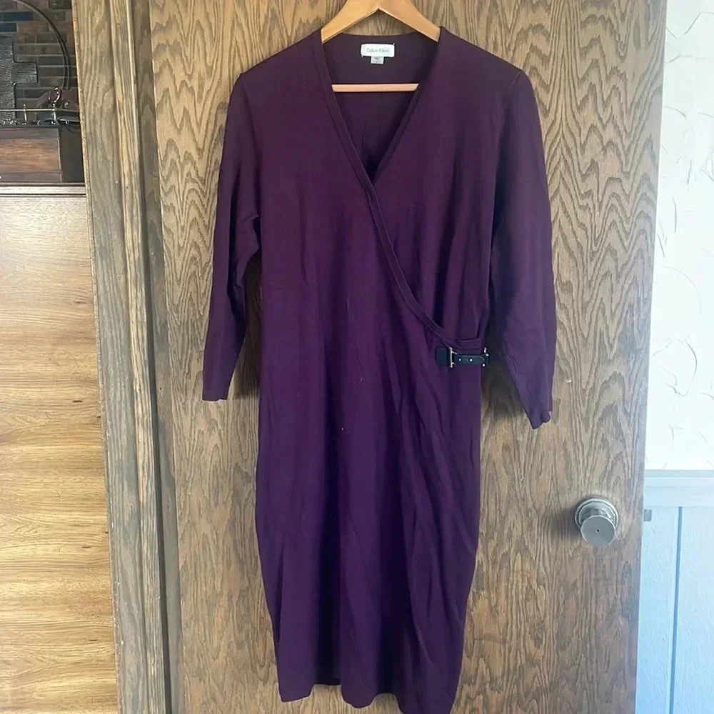 Calvin‎ Klein Purple Sweater Dress L